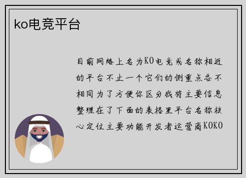 ko电竞平台