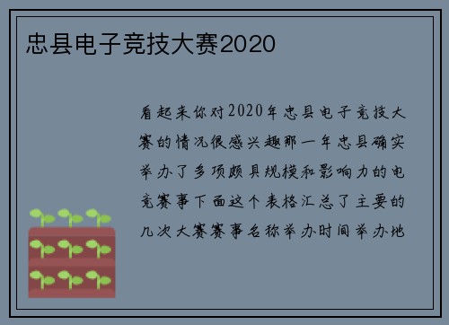 忠县电子竞技大赛2020